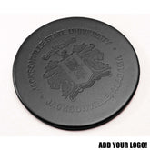 Classic Black Leather Coaster, Round